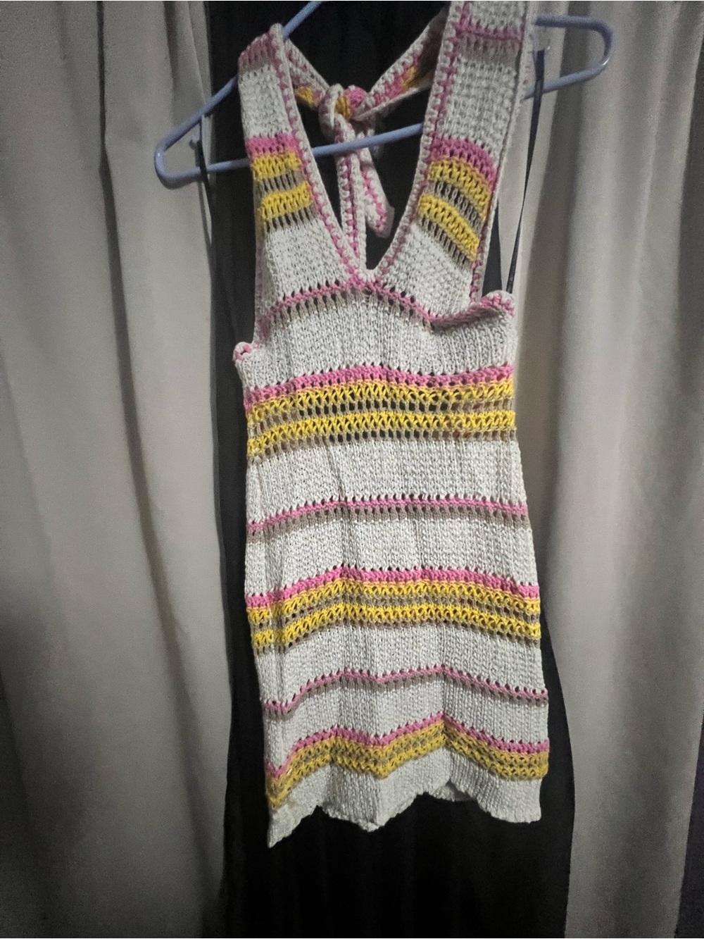Forever 21 Cream Knit Dress with Pink and Yellow Waves